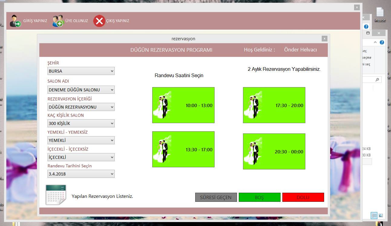 C# Düğün Rezervasyon Otomasyonu