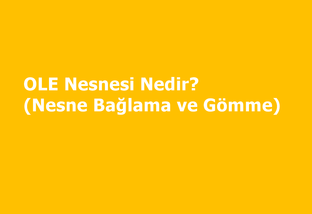 OLE Nesnesi Nedir? (Nesne Bağlama ve G&ouml;mme) 