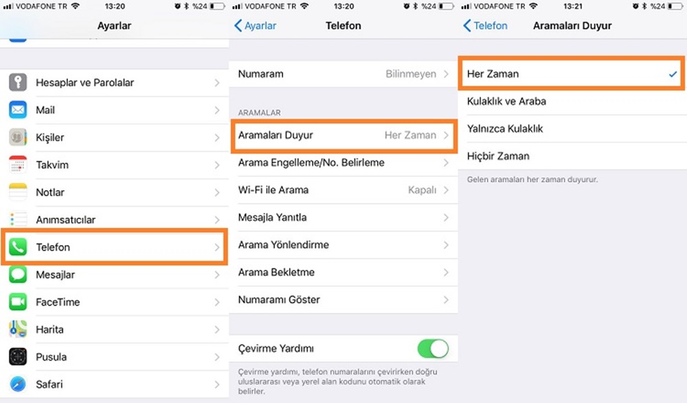 İphone Arayan Kişinin İsmini Söyleme