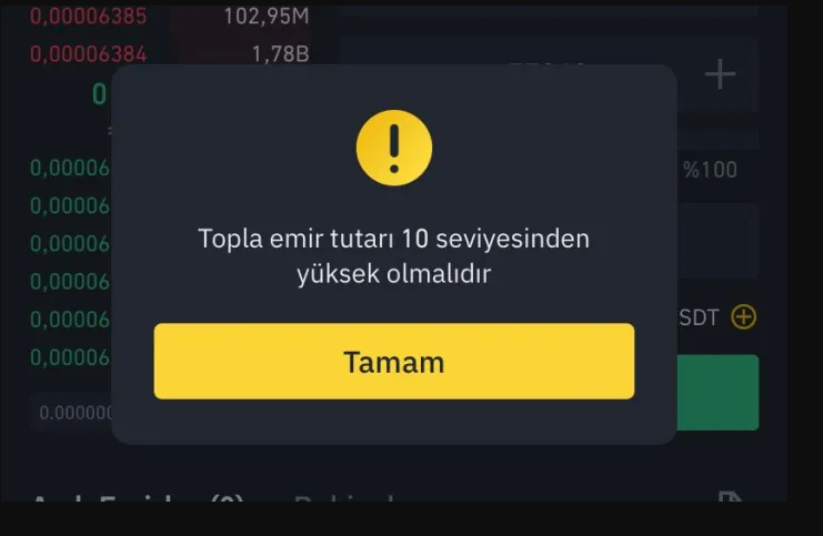 Toplam Emir Tutarı 10 Seviyesinden Yüksek Olmalıdır Hatası 2 Toplam Emir Tutarı 10 Seviyesinden Yüksek Olmalıdır Hatası