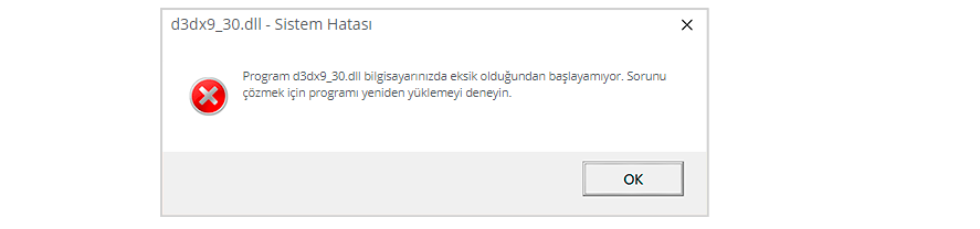 D3Dx9_30.dll Hatası 
