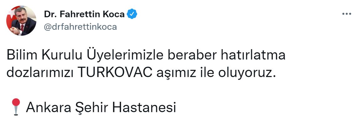 Son dakika | Bakan Koca Turkovac aşısı oldu