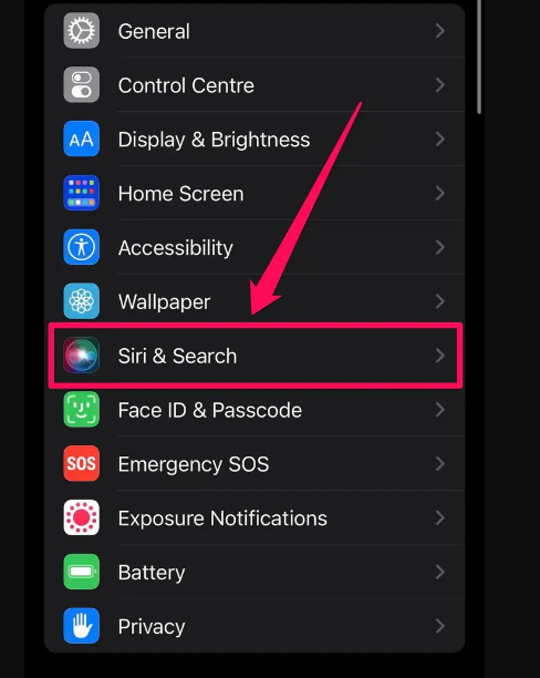 Siri Önerileri Kapatma
