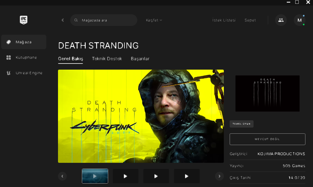 Epic Games Death Stranding Mevcut Değil 