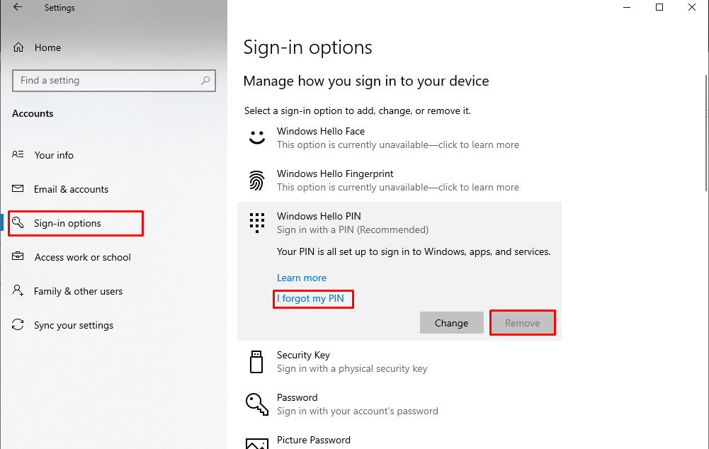 PIN in Windows 2