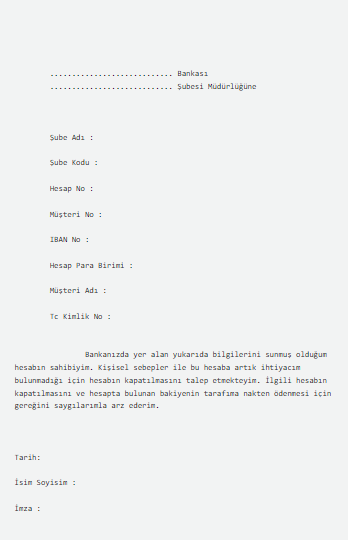 Banka Hesap Kapatma Dilekçe Örneği Word (2023) 3 image