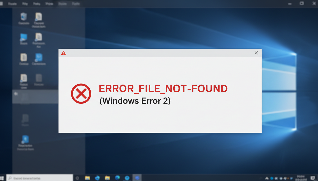 Java Benzetici Program Yükleme Sırasında Windows Hatası 2 Oluştu: Kesin Çözüm 3 Bilgisayar ekraninda buyutulmus ERROR FILE NOT FOUND Windows Error 2 yazisi arka 425991